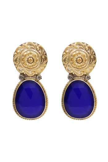 Sangeeta Boochra Blue Handcrafted Dual Plated Earrings Online at Aza Fashions Sangeeta Boochra_Blue Handcrafted Dual Plated Earrings _Online_at_Aza_Fashions
