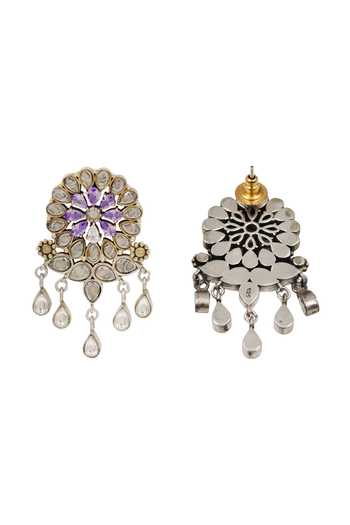 Sangeeta Boochra Artisan Dual Tone Kundan Floral Earrings 
