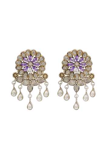 Sangeeta Boochra Gold Plated Artisan Dual Tone Kundan Floral Earrings Online at Aza Fashions Sangeeta Boochra_Gold Plated Artisan Dual Tone Kundan Floral Earrings _Online_at_Aza_Fashions