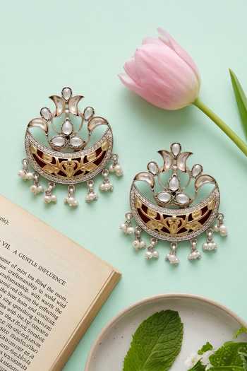 Sangeeta Boochra Dual Plated Kundan & Pearl Earrings 