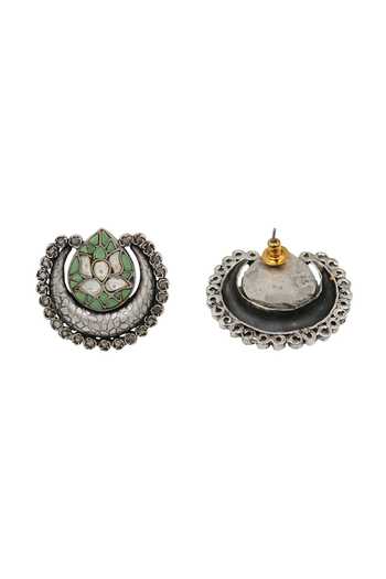 Sangeeta Boochra Heritage Lotus Oxidised Earrings 