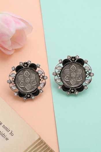 Sangeeta Boochra Artisan Floral Oxidised Earrings 