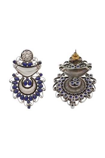 Sangeeta Boochra Handcrafted Oxidised Lapis Stone Earrings 