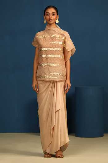 Vedangi Agarwal Moon Flower Draped Skirt 