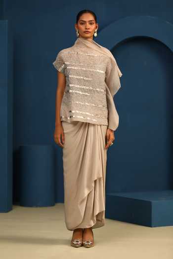 Vedangi Agarwal Moon Flower Draped Skirt 