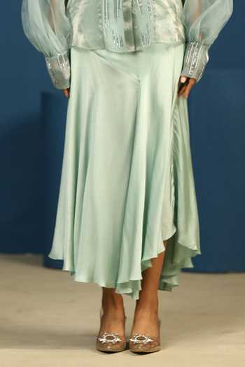 Vedangi Agarwal_Blue Go With A Flow Asymmetric Skirt _Online_at_Aza_Fashions