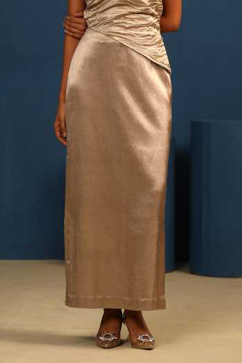 Shop_Vedangi Agarwal_Grey Midnight Sonata Straight Fit Skirt _Online_at_Aza_Fashions