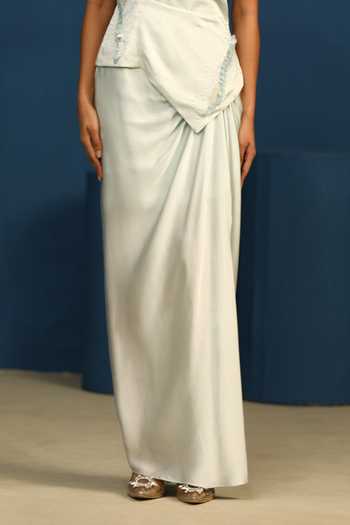 Vedangi Agarwal_Blue Night Love Draped Skirt _Online_at_Aza_Fashions