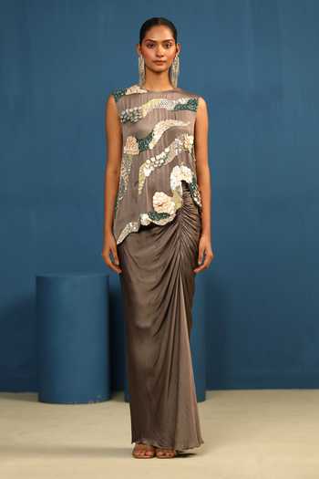 Vedangi Agarwal Velvet Eclipse Draped Skirt 