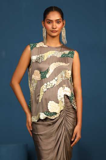 Vedangi Agarwal Velvet Eclipse Handwork Top 