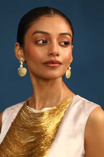 Shop_Vedangi Agarwal_White High Neck Midnight Bloom Dori Work Top _Online_at_Aza_Fashions