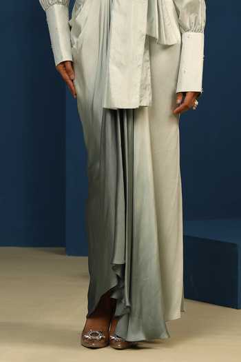 Vedangi Agarwal_Blue Starlit Draped Skirt _Online_at_Aza_Fashions