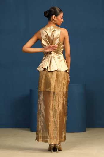 Vedangi Agarwal After Glow Peplum Brocade Top 