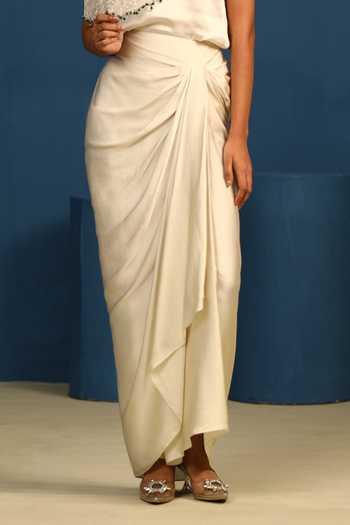 Vedangi Agarwal_Ivory Midnight Muse Draped Skirt _Online_at_Aza_Fashions