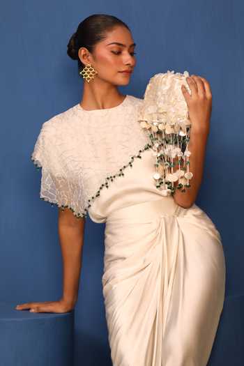 Vedangi Agarwal Midnight Muse Embroidered Cape Top 
