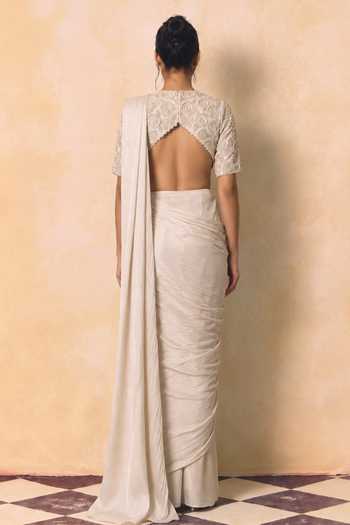 Zwaan Rosette Draped Saree Gown 