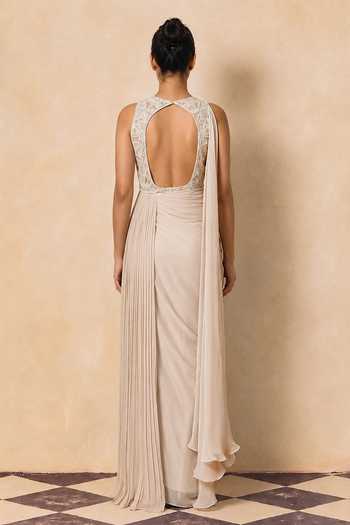 Zwaan Estelle Pearl Embellished Draped Gown 