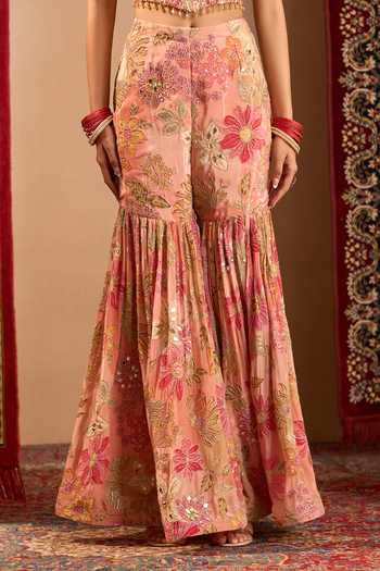 Buy Samyukta Singhania Pink Georgette Sweetheart Neck Hand Embroidered Blouse Sharara Set Buy_Samyukta Singhania_Pink Georgette Sweetheart Neck Hand Embroidered Blouse Sharara Set