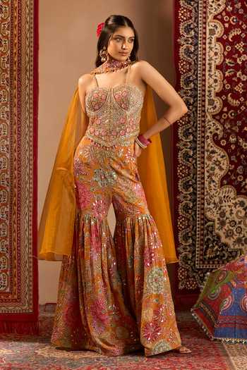 Samyukta Singhania Hand Embroidered Blouse Sharara Set 
