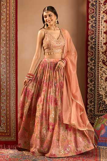 Samyukta Singhania Floral Print & Embroidered Lehenga Set 