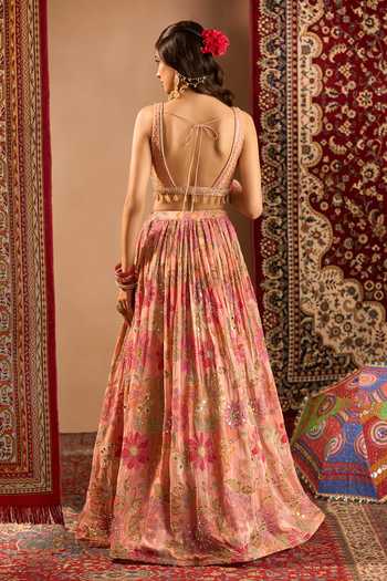 Samyukta Singhania Floral Print & Embroidered Lehenga Set 