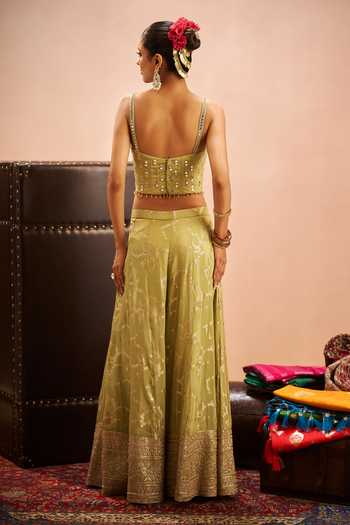 Samyukta Singhania Mirror Embroidered Blouse Palazzo Set 