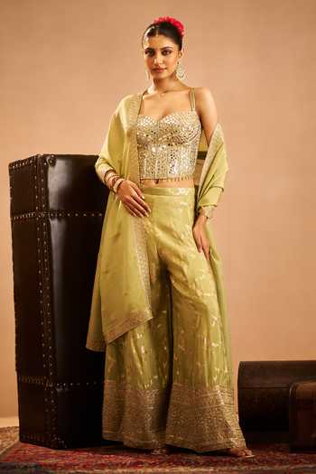 Samyukta Singhania Mirror Embroidered Blouse Palazzo Set 