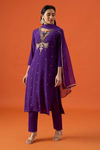 Khwaab By Sanjana Lakhani Embroidered Satin Silk Kurta Set 