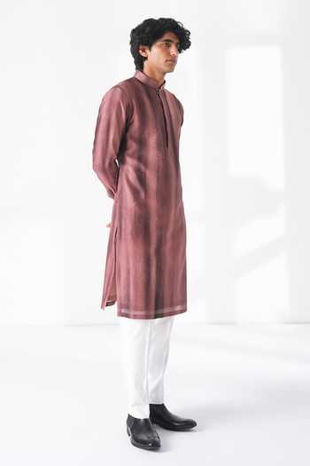 Dhruv Vaish White Silk, Cotton, Chanderi Shaded Printed Kurta Set Online at Aza Fashions Dhruv Vaish_White Silk, Cotton, Chanderi Shaded Printed Kurta Set _Online_at_Aza_Fashions