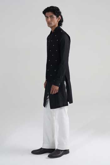 Buy Dhruv Vaish Black Silk Spring Bloom Nehru Jacket Online at Aza Fashions Buy_Dhruv Vaish_Black Silk Spring Bloom Nehru Jacket _Online_at_Aza_Fashions