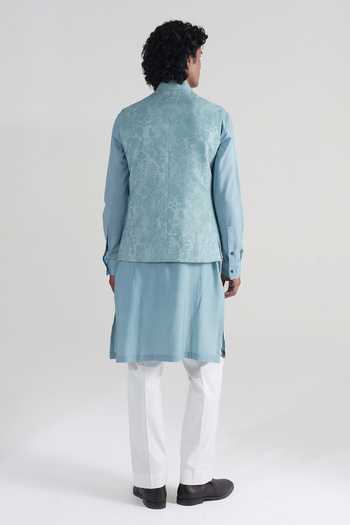 Dhruv Vaish Textured Weave Nehru Jacket & Kurta Set