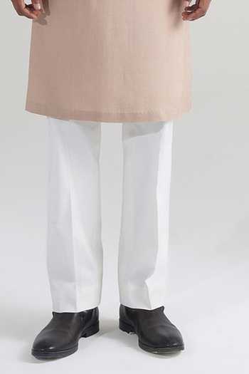 Dhruv Vaish_Pink Silk, Cotton Minimal Placket Kurta Set _Online_at_Aza_Fashions