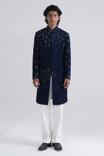 Dhruv Vaish Embroidered Pintuck Sherwani Set