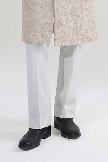 Dhruv Vaish_Cream Silk Floral Embroidered Classic Sherwani Set _Online_at_Aza_Fashions