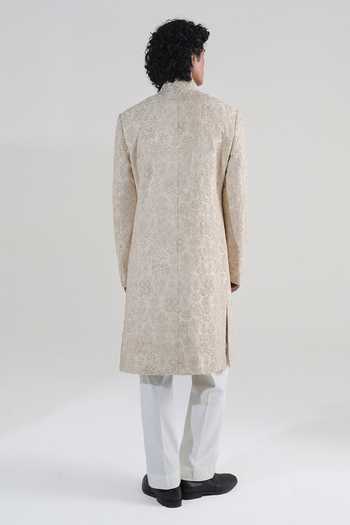 Dhruv Vaish Floral Embroidered Classic Sherwani Set 
