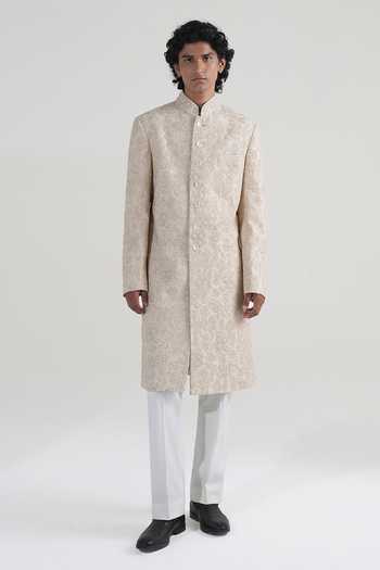 Dhruv Vaish Floral Embroidered Classic Sherwani Set 
