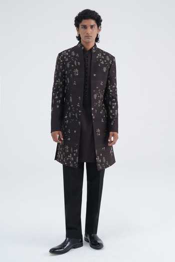 Dhruv Vaish Front Open Embroidered Sherwani & Kurta Set 