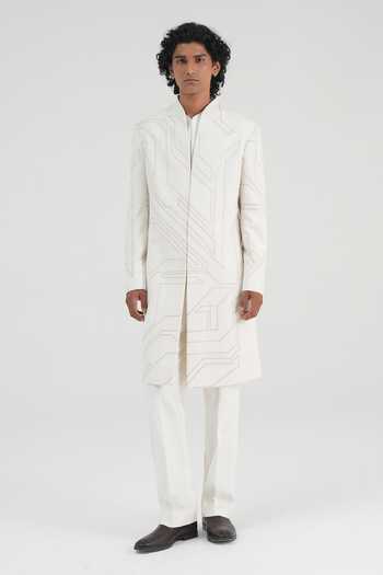 Dhruv Vaish Geometric Tonal Embroidered Sherwani Set 