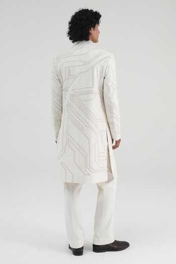 Dhruv Vaish Geometric Tonal Embroidered Sherwani Set 