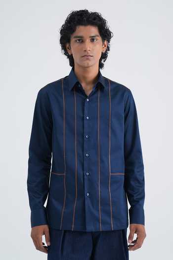 Dhruv Vaish Leather Stripe Shirt