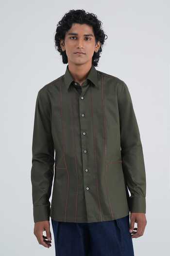 Dhruv Vaish Leather Stripe Shirt 