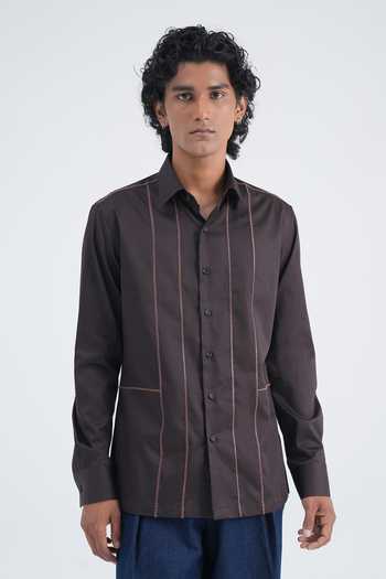 Dhruv Vaish Leather Stripe Shirt