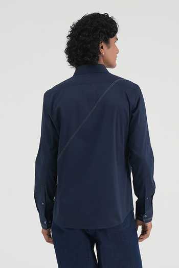 Dhruv Vaish Contrast Stitch Cotton Satin Shirt