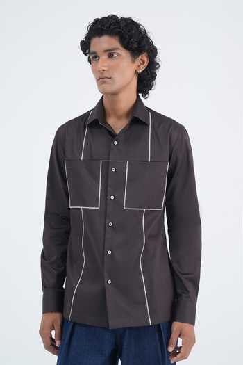 Dhruv Vaish Piped Cotton Satin Shirt