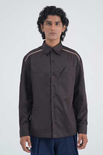 Dhruv Vaish Embroidered Drop-Shoulder Cotton Satin Shirt