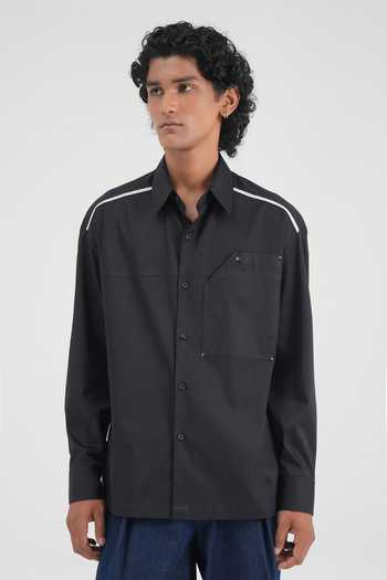 Dhruv Vaish Embroidered Drop-Shoulder Cotton Satin Shirt
