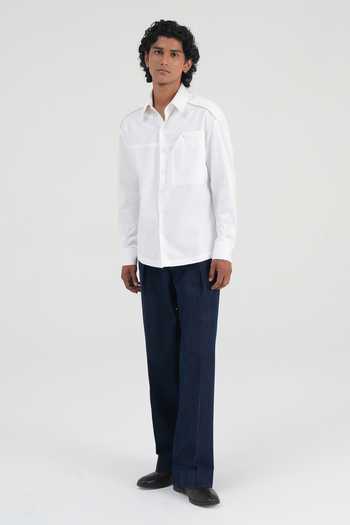 Buy Dhruv Vaish White Cotton Satin Embroidered Drop-shoulder Shirt Online at Aza Fashions Buy_Dhruv Vaish_White Cotton Satin Embroidered Drop-shoulder Shirt _Online_at_Aza_Fashions