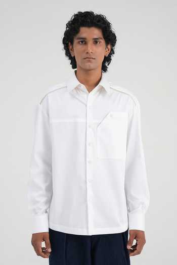 Dhruv Vaish Embroidered Drop-Shoulder Cotton Satin Shirt