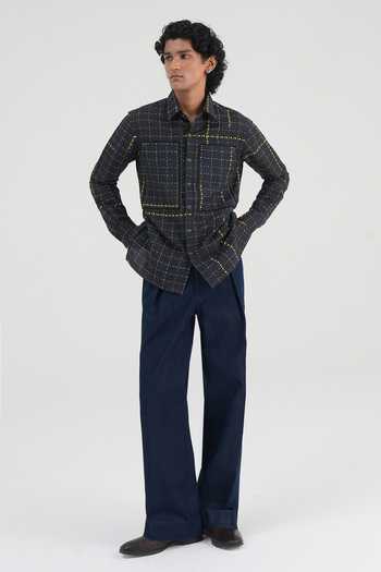 Buy Dhruv Vaish Black Cotton, Linen Grid Print Shirt Online at Aza Fashions Buy_Dhruv Vaish_Black Cotton, Linen Grid Print Shirt _Online_at_Aza_Fashions