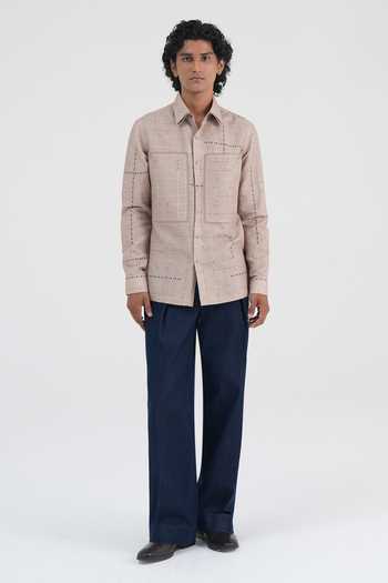 Buy Dhruv Vaish Pink Cotton, Linen Grid Print Shirt Online at Aza Fashions Buy_Dhruv Vaish_Pink Cotton, Linen Grid Print Shirt _Online_at_Aza_Fashions
